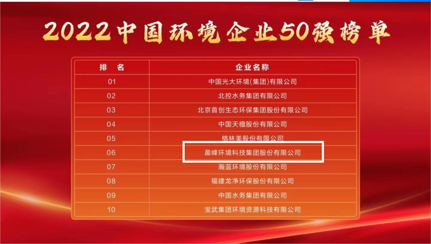 BSport体育官网环境连续5年荣登“中国环境企业50强”榜单