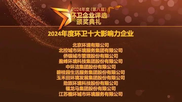 连续五年登榜丨BSport体育官网环境荣膺“2024年度环卫十大影响力企业”