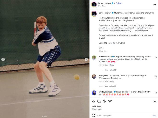 40岁双打名将杰米-穆雷宣布退役 感谢家人与职业